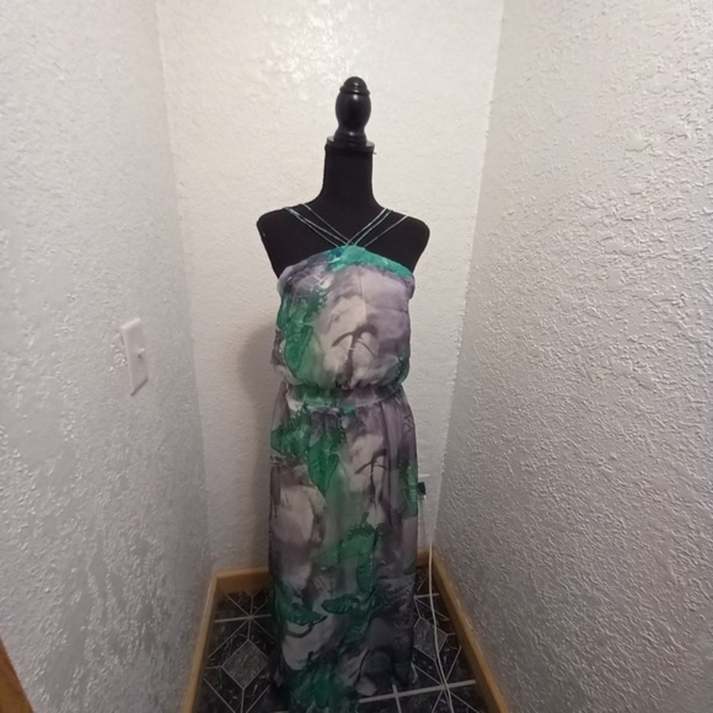 White and green dress